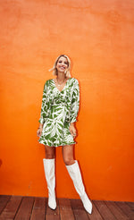 Green Print Satin Mini Dress by Vogue Williams