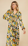 Vintage Floral Shirred Mock Wrap Maxi Dress by Vogue Williams