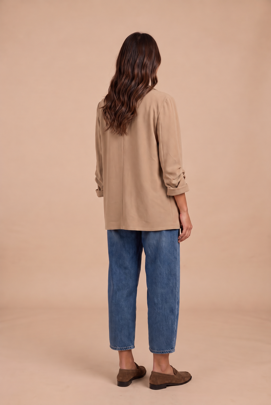 Sofia Stone Ruched Sleeve Relaxed Blazer
