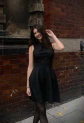 Black Twist Neck Mini DressDressesTwist Neck DressLittle Mistress