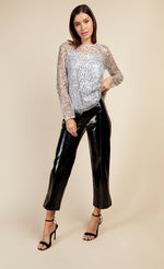 Black Cracked Vinyl PU Trousers