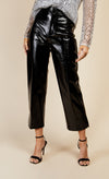 Black Cracked Vinyl PU Trousers by Vogue Williams