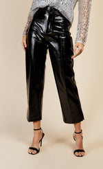 Black Cracked Vinyl PU Trousers