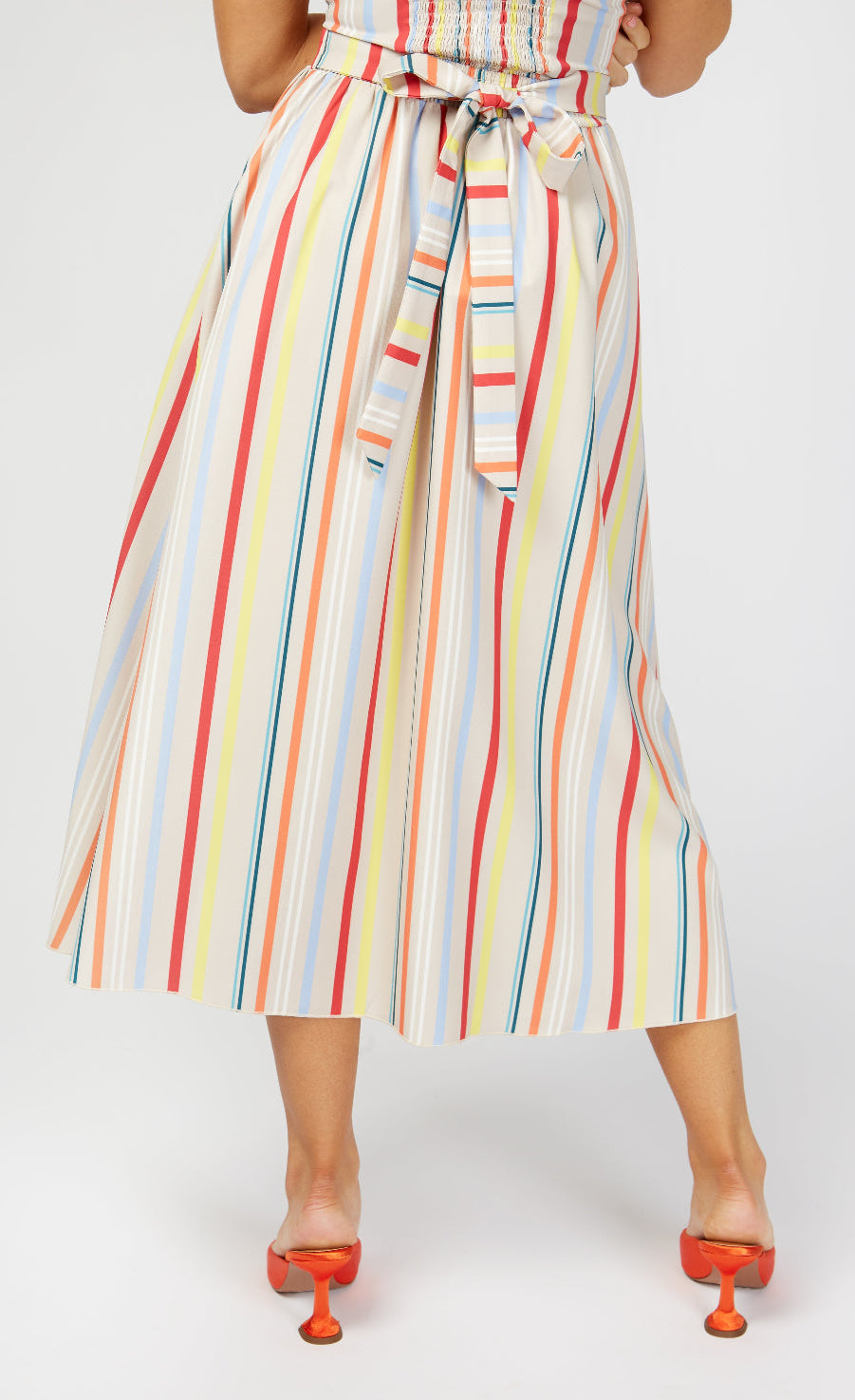 Kassia Stripe Button Detail Midi Skirt Co-ord