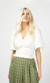 Cream Tie Back Crop Top