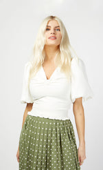 Cream Tie Back Crop Top