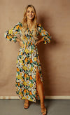 Vintage Floral Shirred Mock Wrap Maxi Dress by Vogue Williams