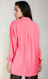 Fuchsia Satin Oversized ShirtShirtsShirtLittle Mistress