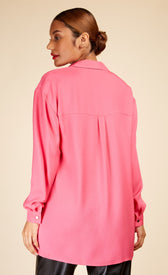 Fuchsia Satin Oversized ShirtShirtsShirtLittle Mistress