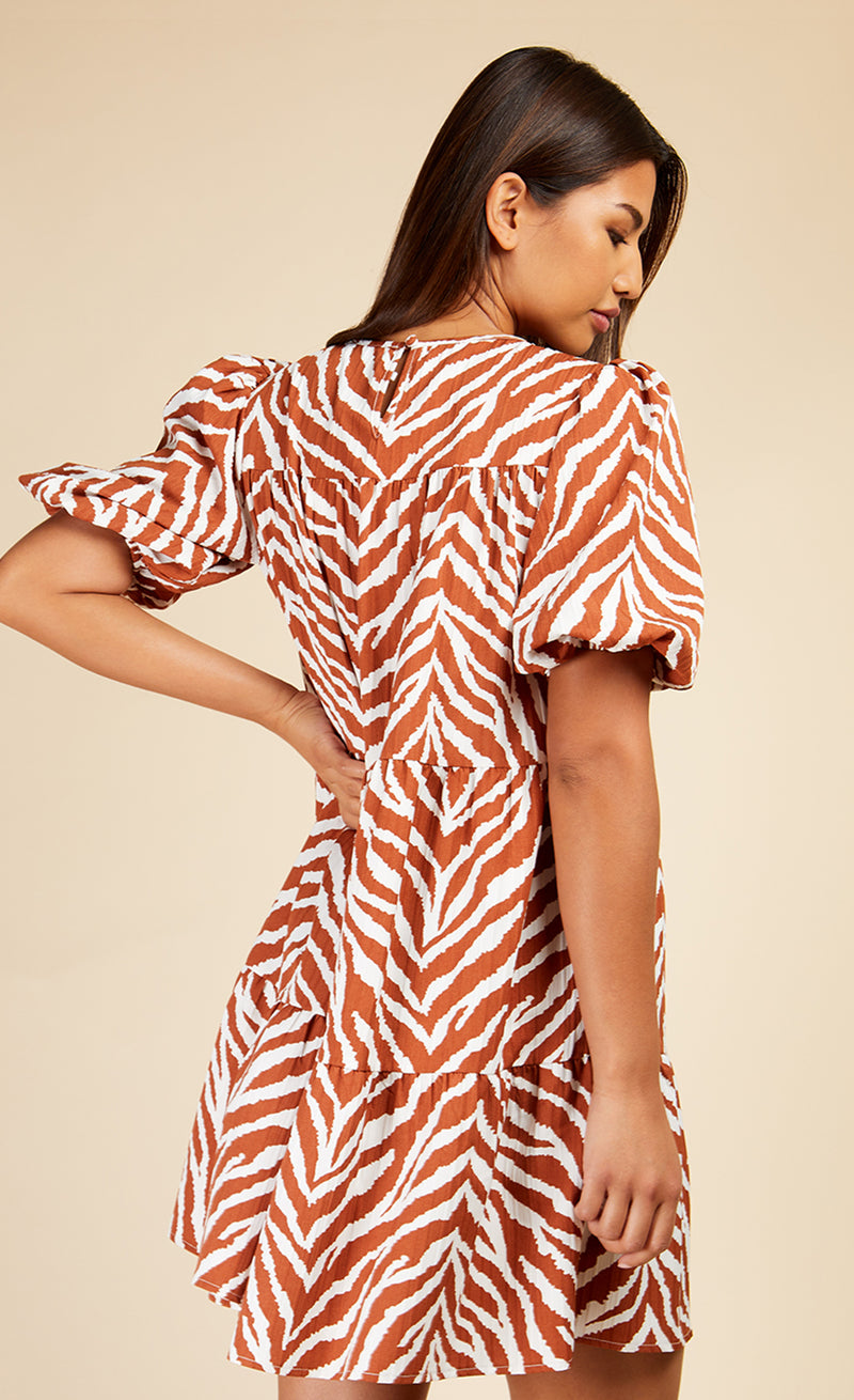 Zebra Print Mini Smock Dress by Vogue Williams