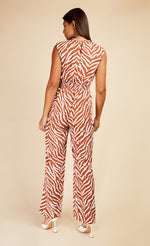 Zebra Print Tie Detail Jumpsuit by Vogue Williams