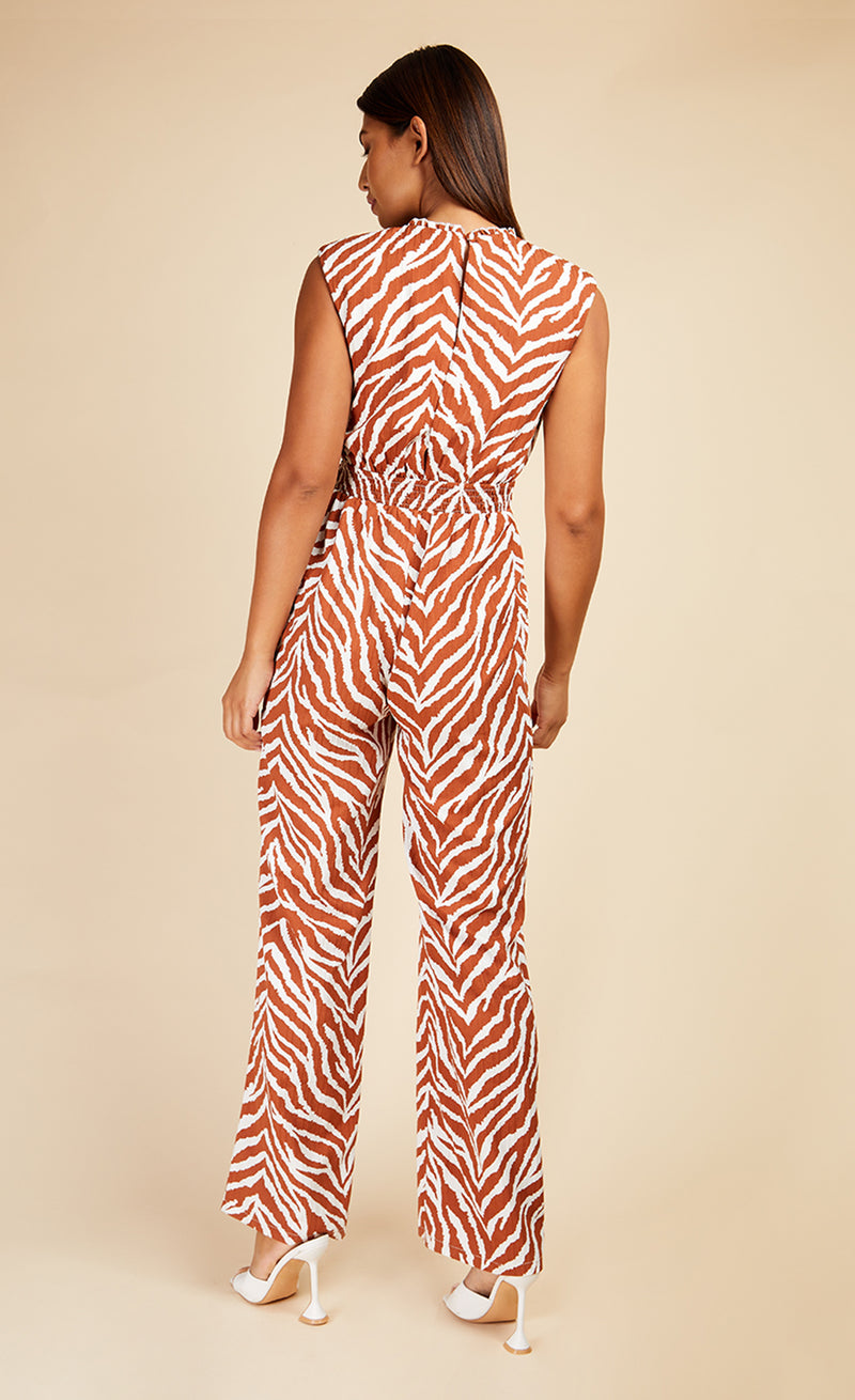 Zebra Print Tie Detail Jumpsuit by Vogue Williams
