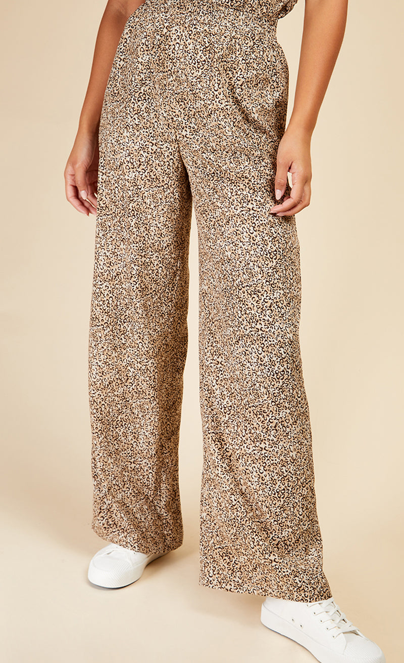 Leopard Wide Leg Trousers by Vogue Williams