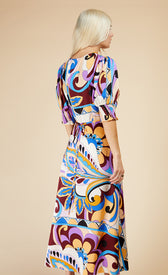 Retro Print Button Front Midi DressDressesDressesLittle Mistress
