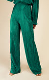 Bottle Green Plisse Trousers by Vogue Williams