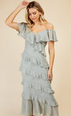 Waterlily Frill Cold Shoulder Midaxi Dress