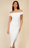 White Bardot Midi Bodycon Dress