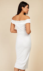 White Bardot Midi Bodycon Dress
