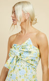 Lemon Floral Print Bow Detail Bandeau Maxi Dress