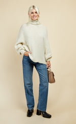 Cream Wool-Blend High Neck Knit Jumper by Vogue Williams