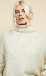 Cream Wool-Blend High Neck Knit Jumper by Vogue Williams