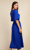 Royal Blue Puff Sleeve Midaxi Dress by Vogue Williams