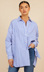 Blue Multi Stripe Oversized Shirt by Vogue Williams