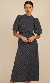 Black Dart Print Puff Sleeve Midaxi DressDressesMidaxi DressLittle Mistress