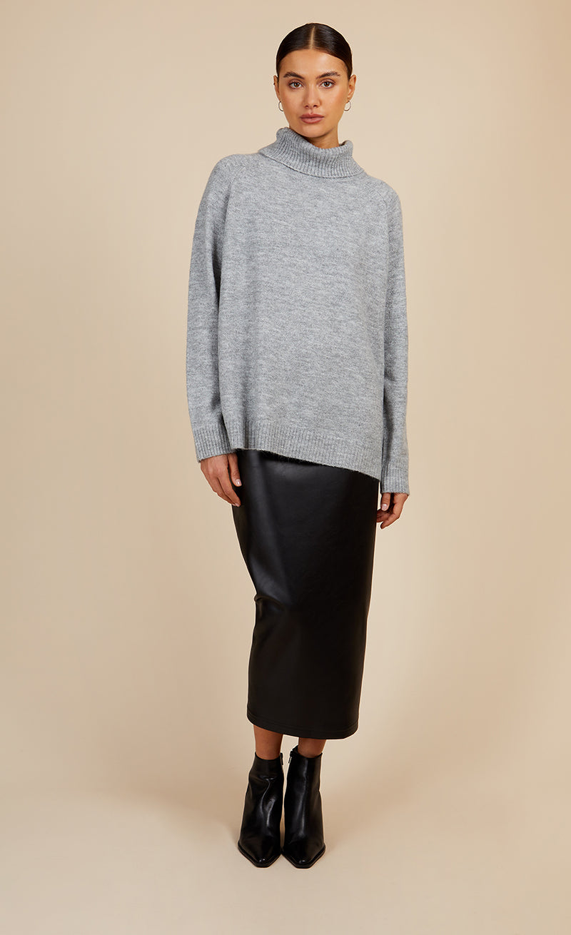 Black PU Midi Pencil Skirt by Vogue Williams