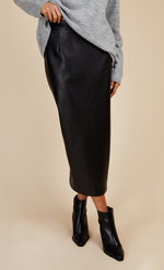 Black PU Midi Pencil Skirt by Vogue Williams