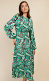 Green Retro Print Midaxi Smock Dress by Vogue Williams