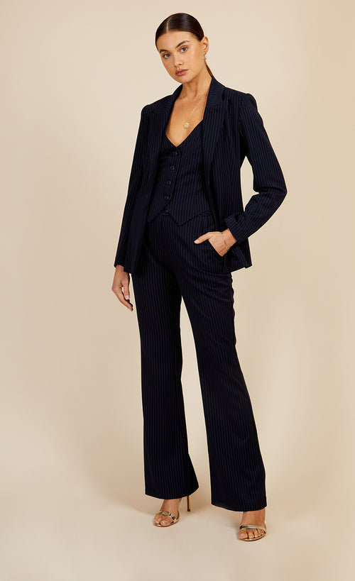Navy Pinstripe Blazer Jacket by Vogue Williams