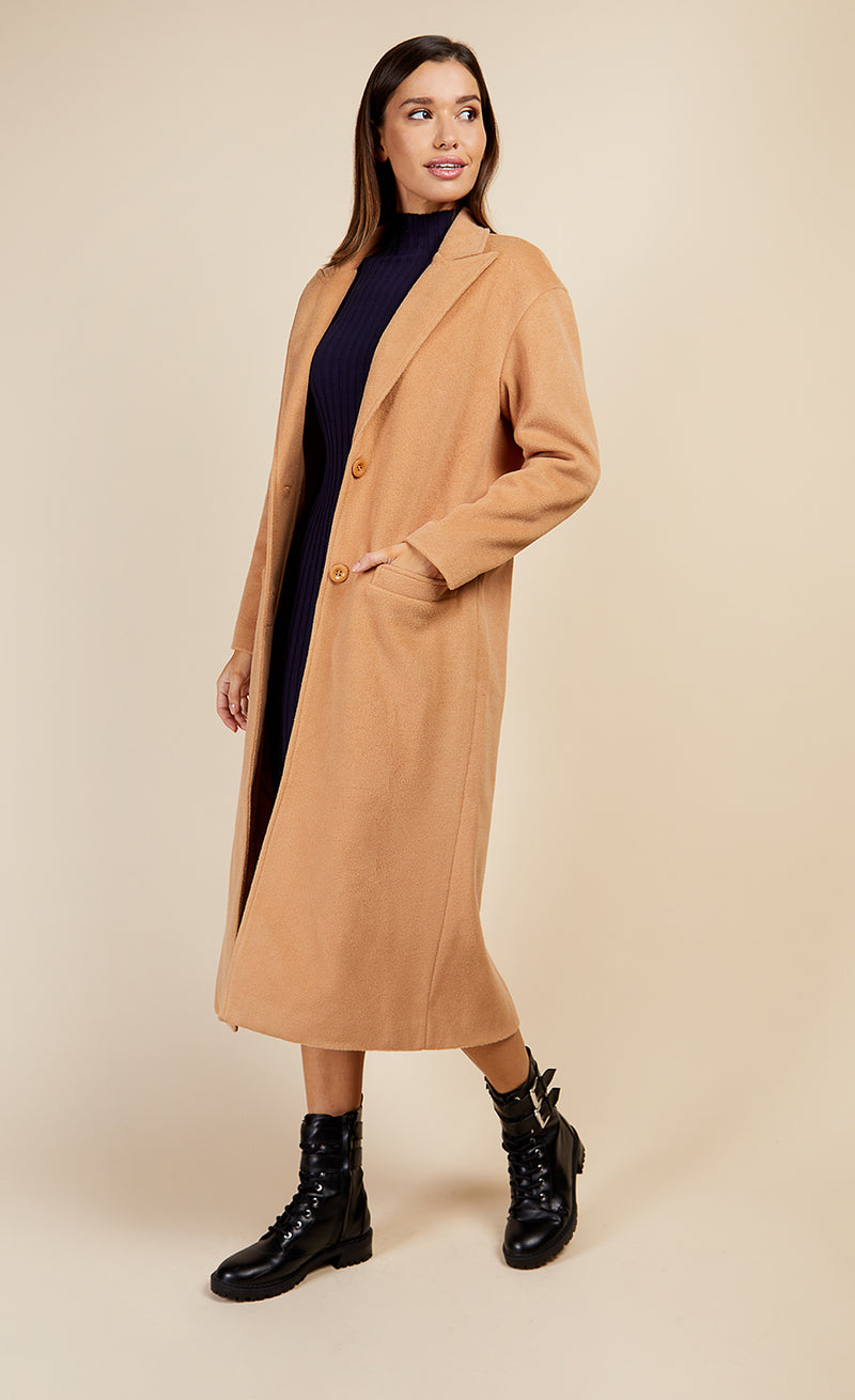 Camel Oversized Coat by Vogue Williams