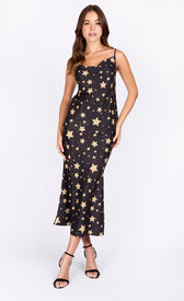 iSKA Star Print Satin Midi SkirtSkirtsSlip SkirtLittle Mistress