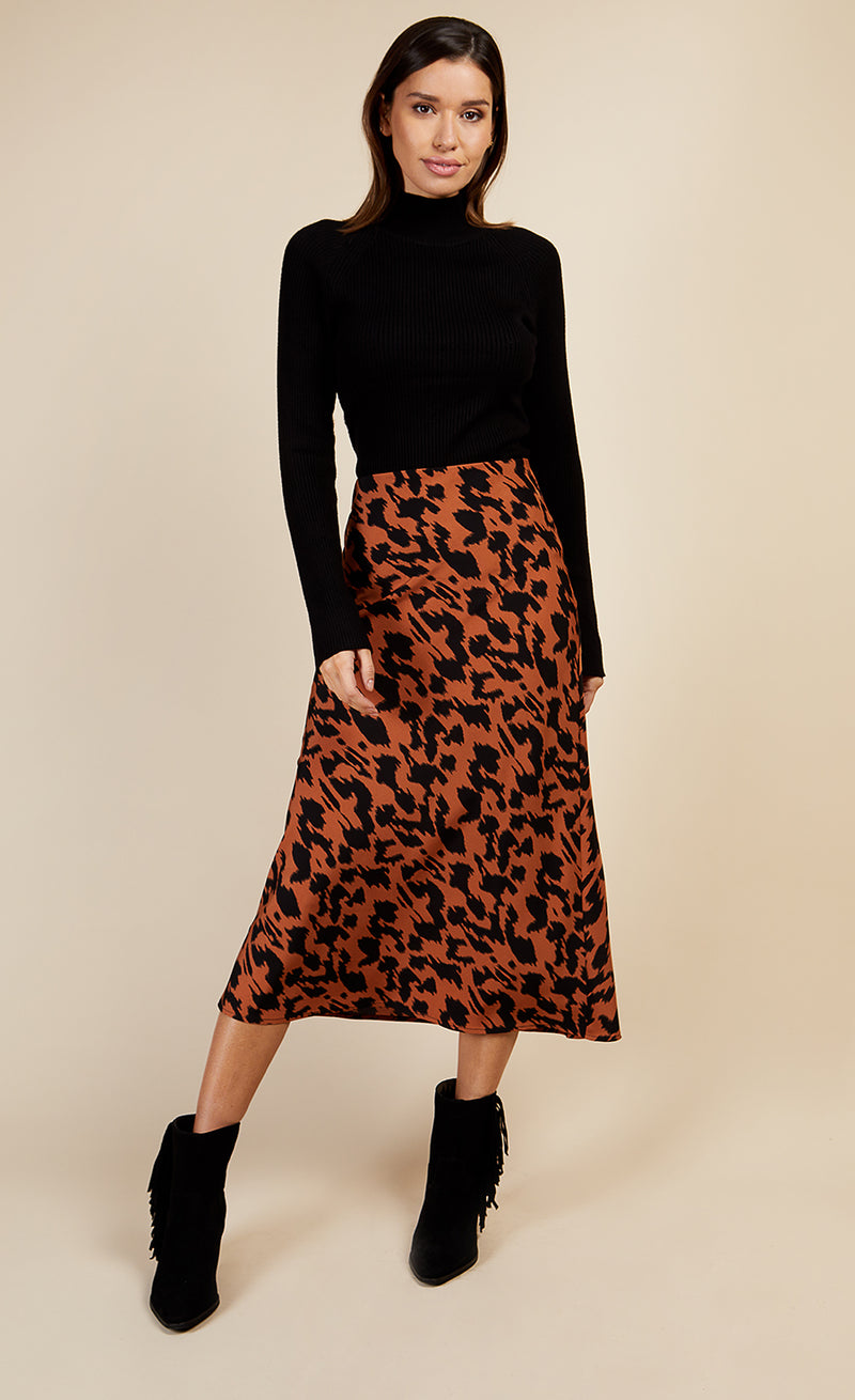 Leopard Print Midi Slip Skirt by Vogue Williams