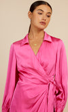 Pink Satin Midaxi Mock Wrap Dress by Vogue Williams