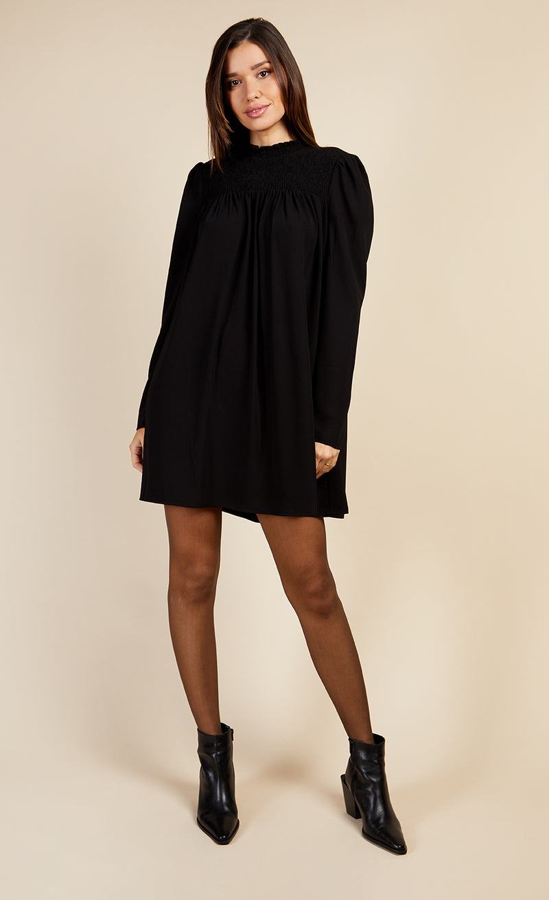 Black Shirred Mini Dress by Vogue Williams