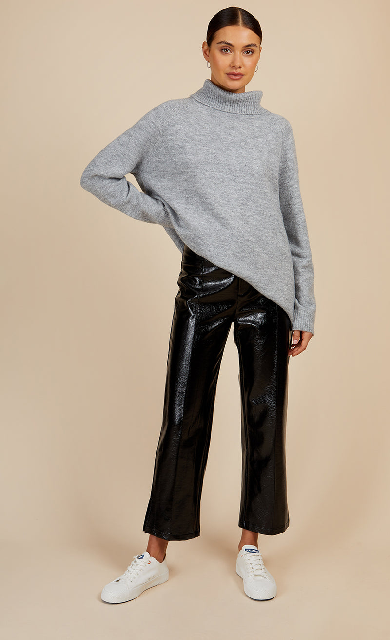 Grey Metallic Knit Roll Neck Jumper by Vogue Williams
