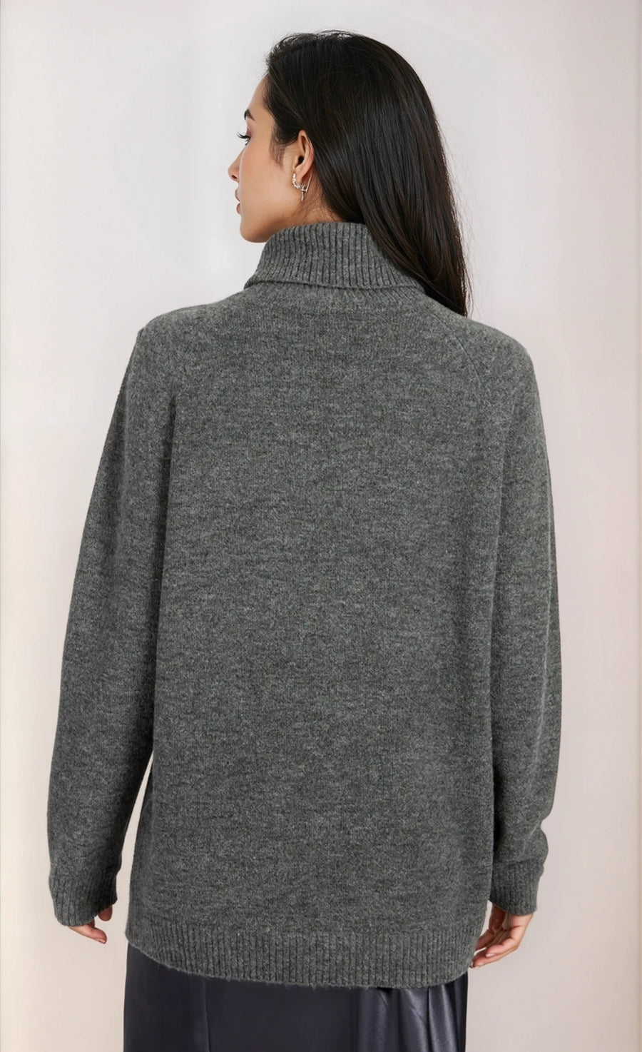 Grey Knit Roll Neck Jumper