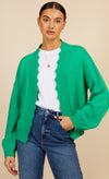 Green Knit Scallop Cardigan by Vogue Williams