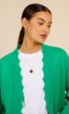 Green Knit Scallop Cardigan by Vogue Williams