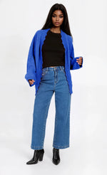 Blue Knit Scallop Cardigan