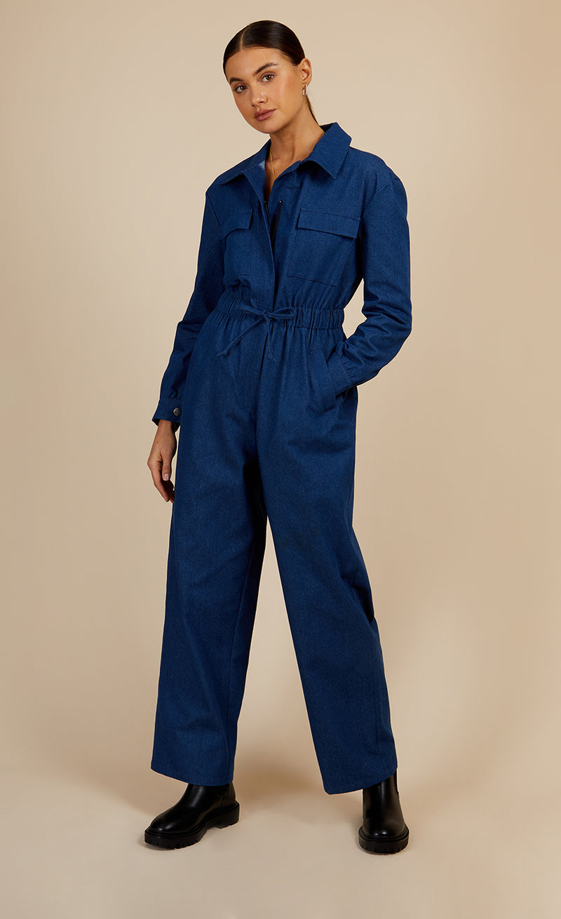 Mid-Blue Utility Jumpsuit by Vogue Williams