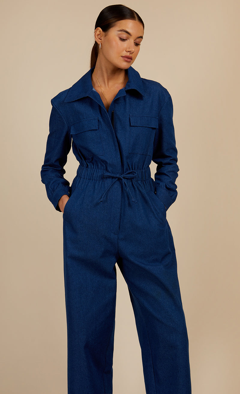 Mid-Blue Utility Jumpsuit by Vogue Williams