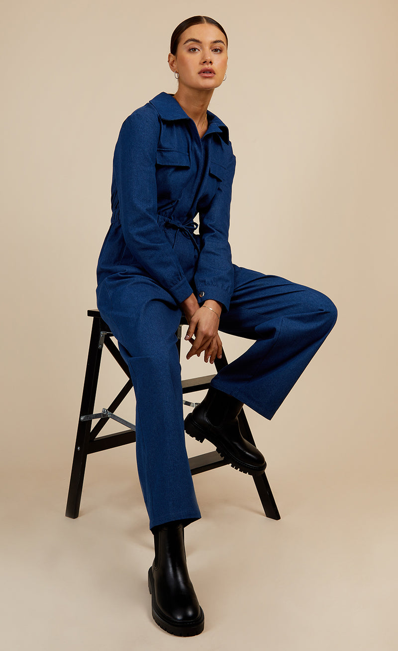 Mid-Blue Utility Jumpsuit by Vogue Williams