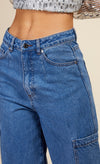 Mid-Blue Cargo Denim Jeans by Vogue Williams