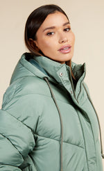 Sage Chevron Puffer Coat by Vogue Williams