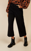 Black Cropped Wide Leg Denim Jeans by Vogue Williams