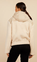 Cream Borg Hooded Jacket by Vogue Williams