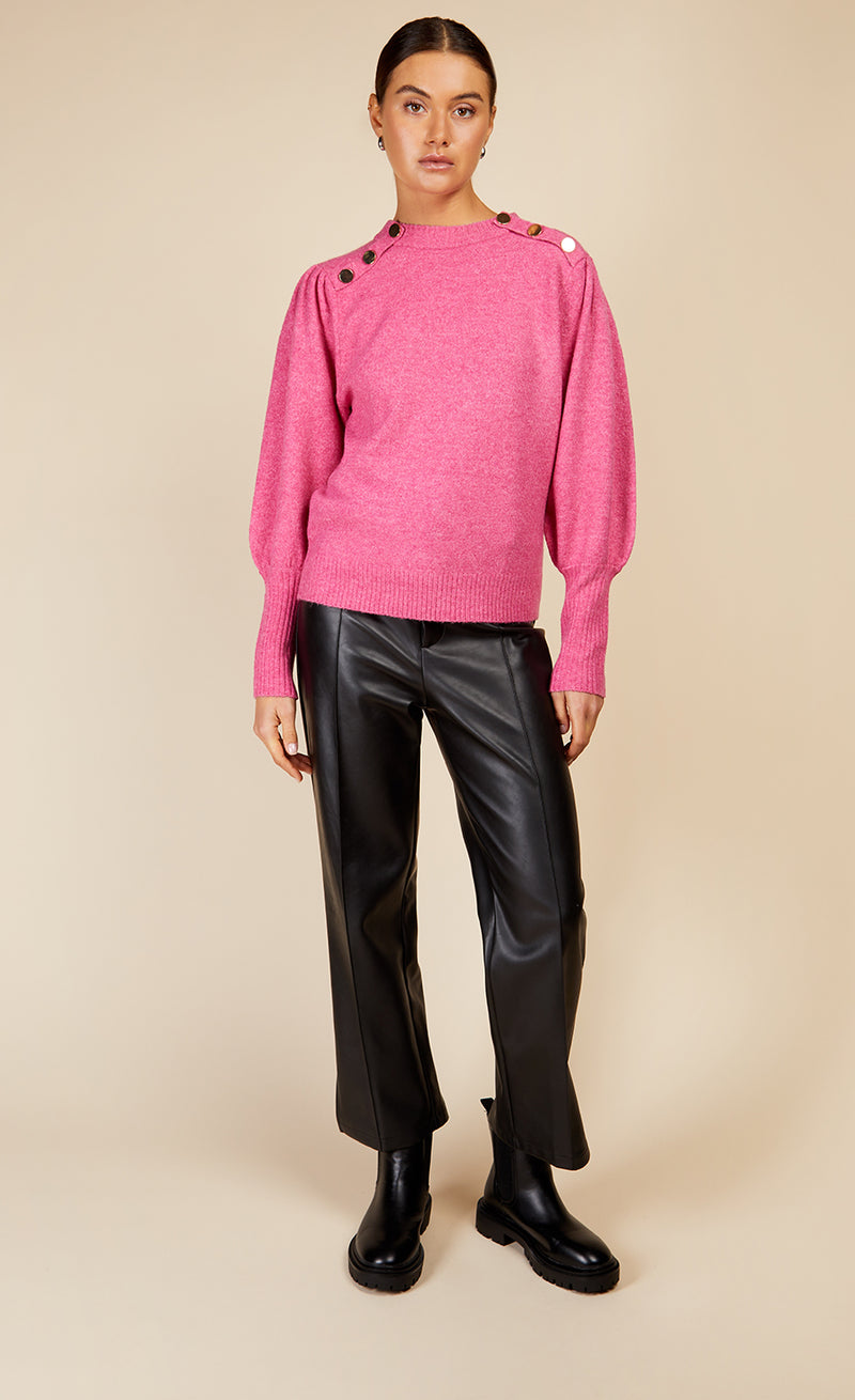 Pink Button Detail Jumper by Vogue Williams